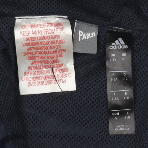 Adidas Boys Navy Blue 4-5 Years Windbreaker Hooded Active Jacket