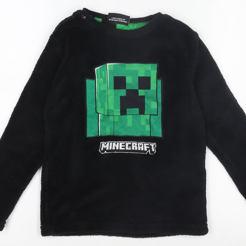 Minecraft Boys Black Creeper Fleece Pyjama Top 7-8 Years Nightwear