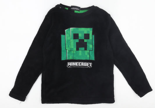 Minecraft Boys Black Creeper Fleece Pyjama Top 7-8 Years Nightwear