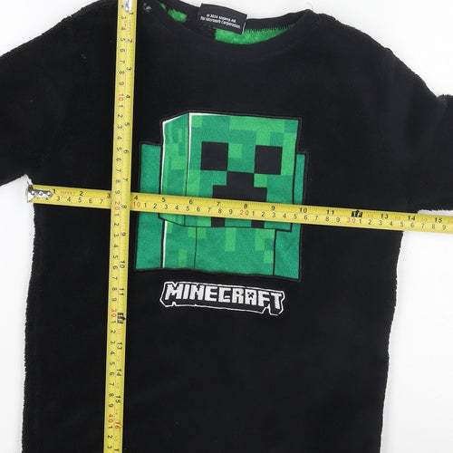 Minecraft Boys Black Creeper Fleece Pyjama Top 7-8 Years Nightwear