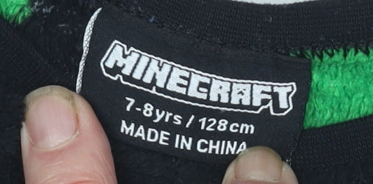 Minecraft Boys Black Creeper Fleece Pyjama Top 7-8 Years Nightwear