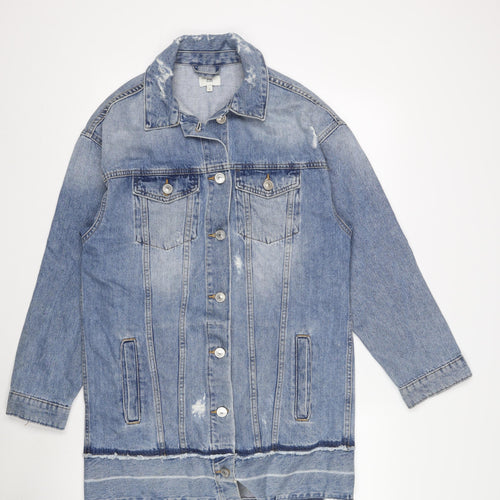 River Island Womens Blue Denim Distressed Jacket Size S