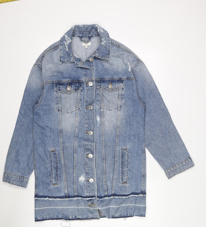 River Island Womens Blue Denim Distressed Jacket Size S
