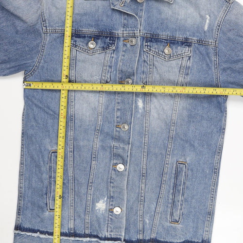 River Island Womens Blue Denim Distressed Jacket Size S
