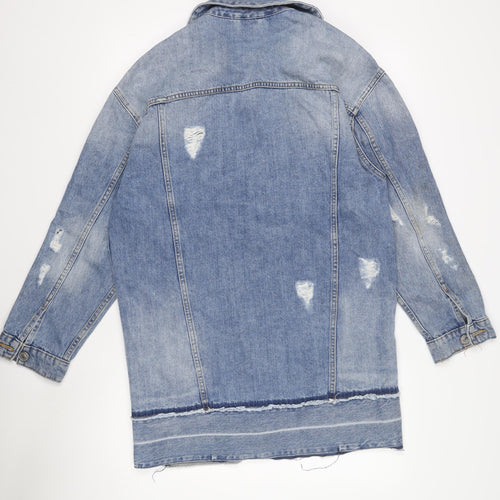 River Island Womens Blue Denim Distressed Jacket Size S