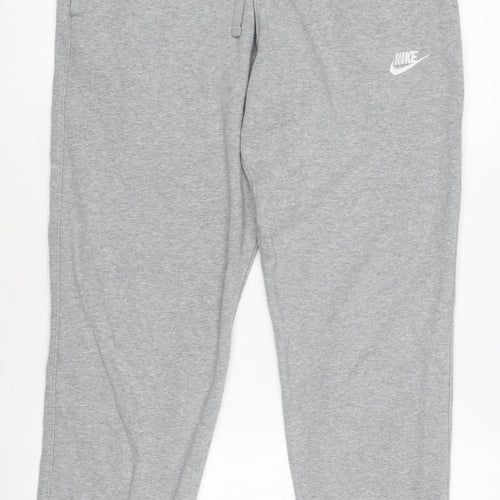 Nike Men’s Grey Fleece Sweatpants M Regular Fit Drawstring Trousers