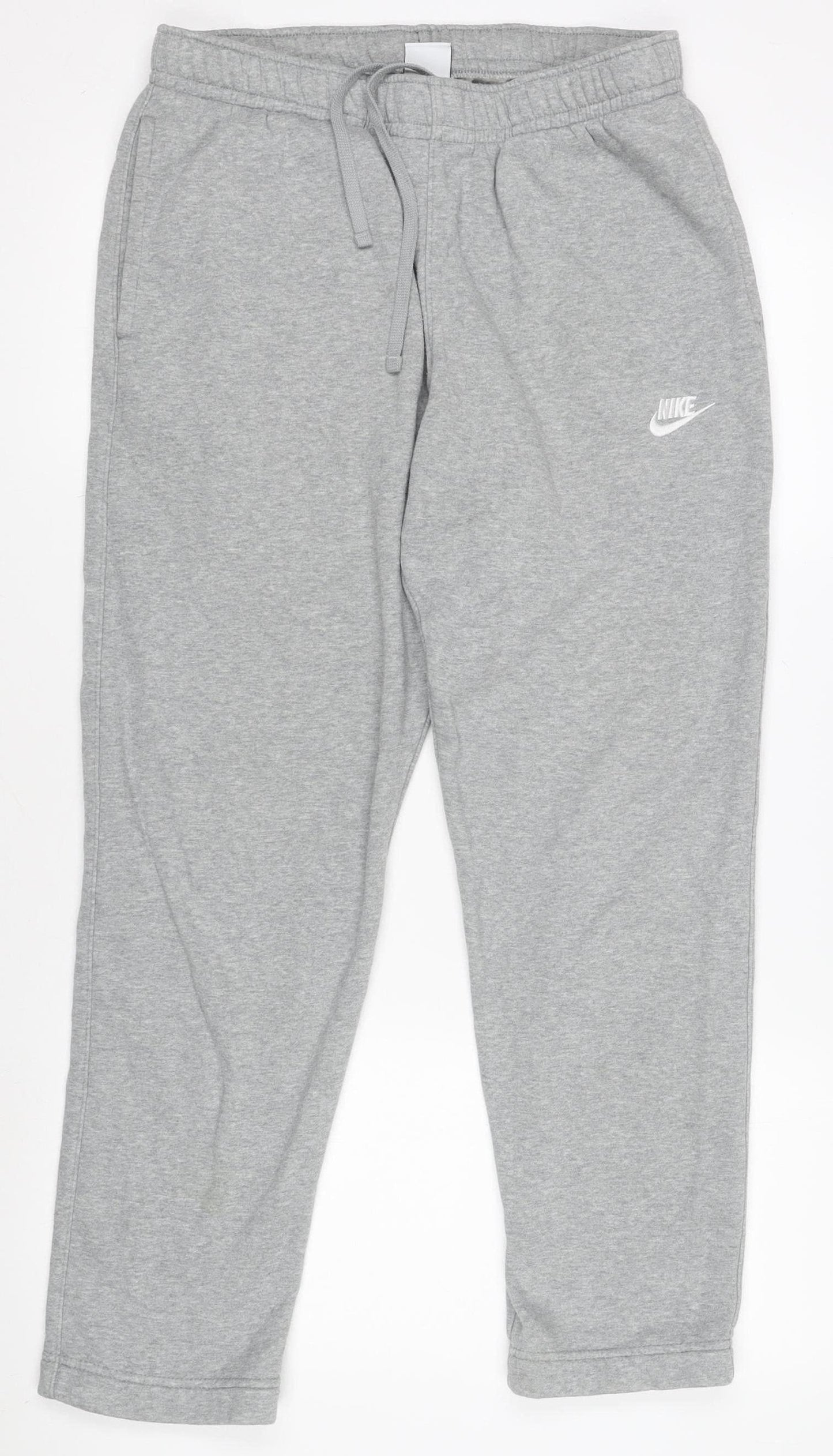 Nike Men’s Grey Fleece Sweatpants M Regular Fit Drawstring Trousers