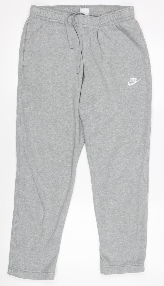 Nike Men’s Grey Fleece Sweatpants M Regular Fit Drawstring Trousers
