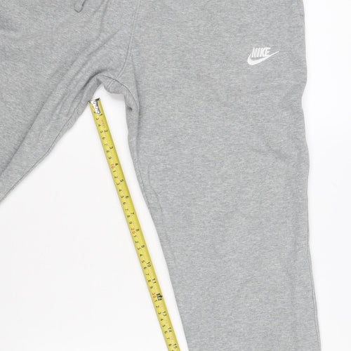 Nike Men’s Grey Fleece Sweatpants M Regular Fit Drawstring Trousers