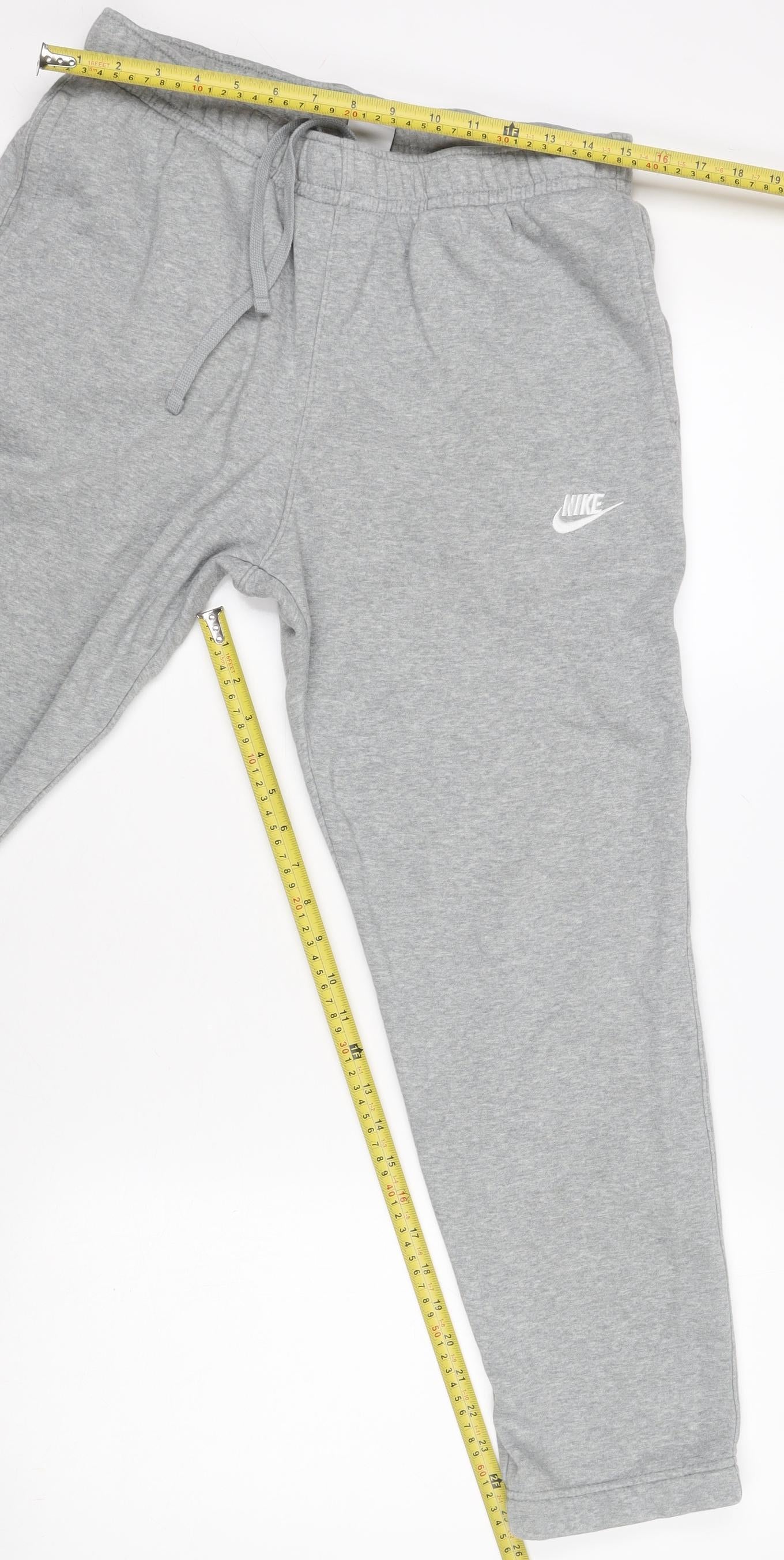 Nike Men’s Grey Fleece Sweatpants M Regular Fit Drawstring Trousers