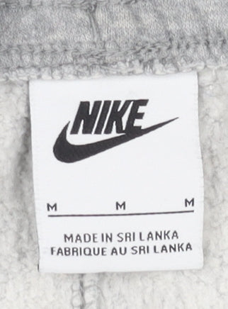 Nike Men’s Grey Fleece Sweatpants M Regular Fit Drawstring Trousers
