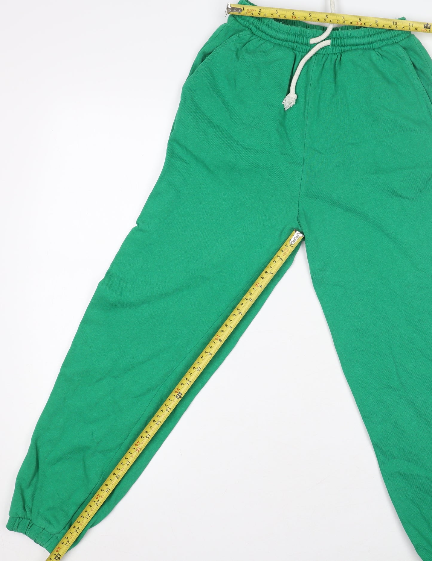 Zara Women Green Cotton Relaxed Sweatpants Size 8