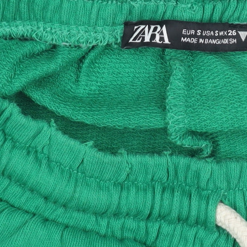 Zara Women Green Cotton Relaxed Sweatpants Size 8