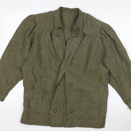 Qualitätsarbeit Women’s Green Military Jacket Size 10 Cotton Linen Belted
