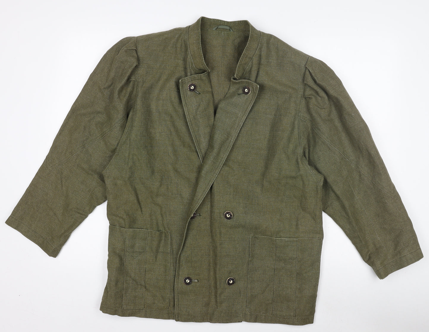 Qualitätsarbeit Women’s Green Military Jacket Size 10 Cotton Linen Belted
