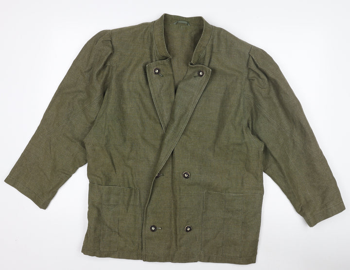 Qualitätsarbeit Women’s Green Military Jacket Size 10 Cotton Linen Belted