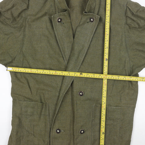 Qualitätsarbeit Women’s Green Military Jacket Size 10 Cotton Linen Belted