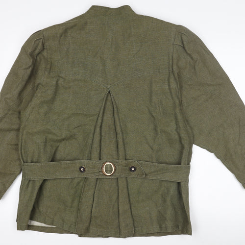 Qualitätsarbeit Women’s Green Military Jacket Size 10 Cotton Linen Belted