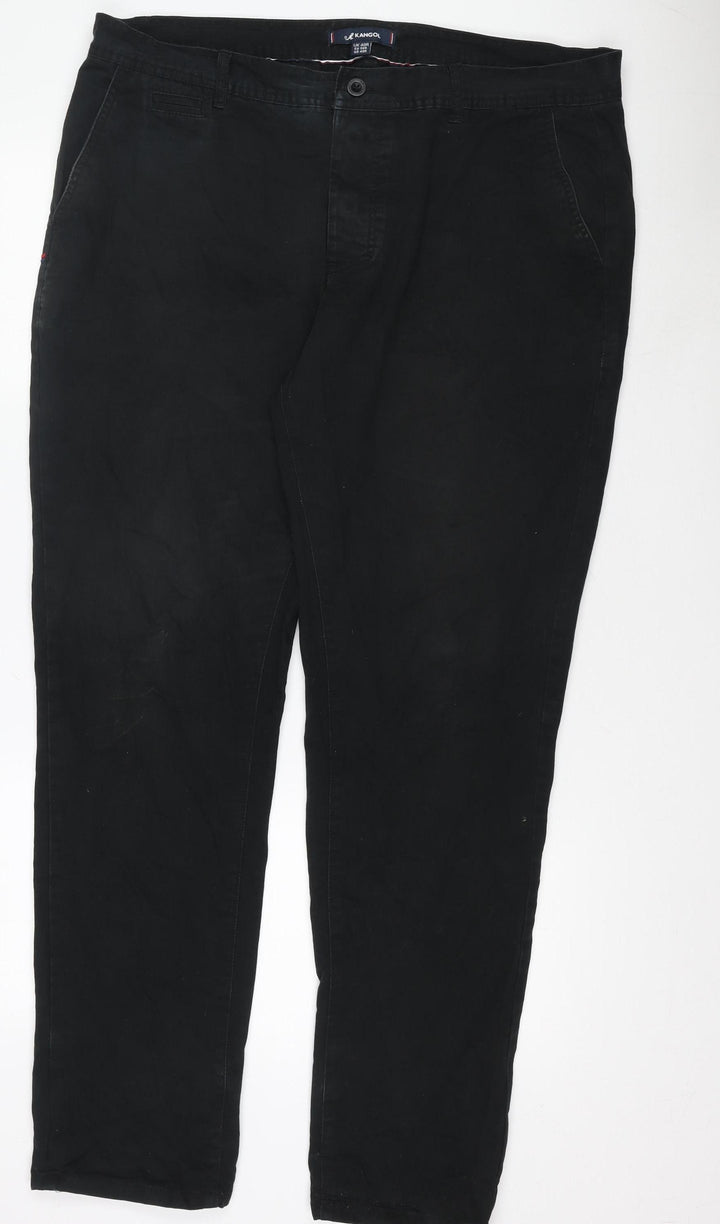Kangol Men's Black 2XL Chino Trousers Regular Fit Cotton Blend