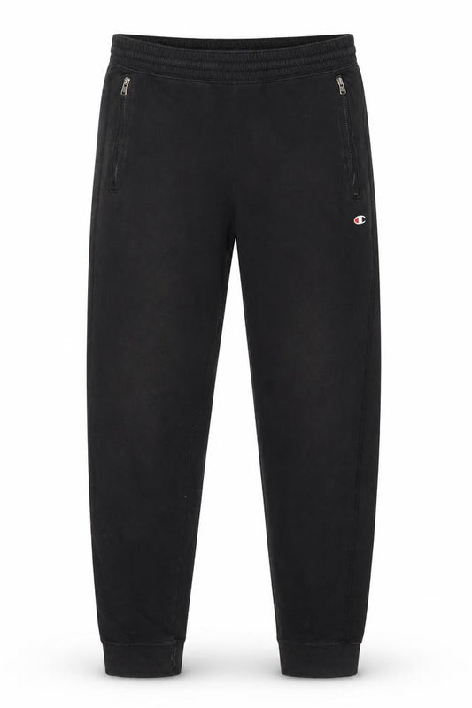 Front view of Champion Men's Black Jogger Sweatpants Small Regular Fit Cotton