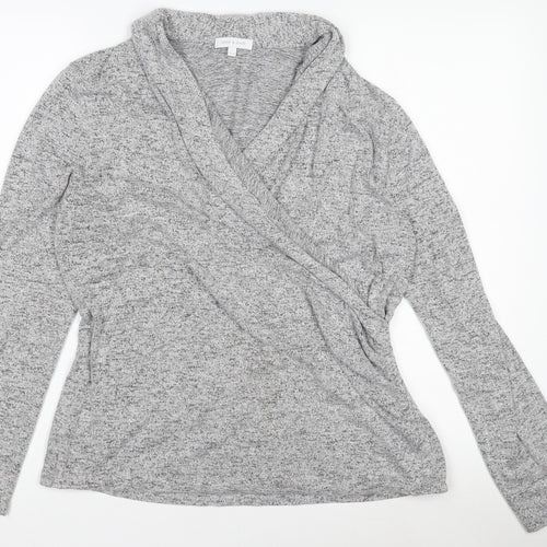 Deane & White Women’s Grey Wrap Long Sleeve Rayon Blend Top Size L