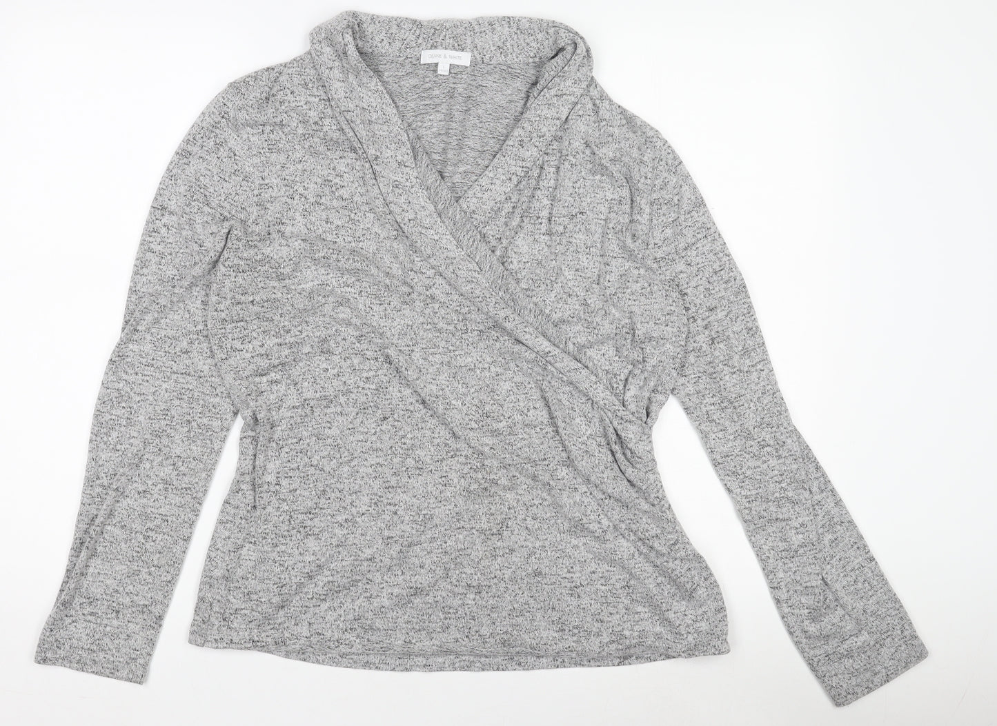 Deane & White Women’s Grey Wrap Long Sleeve Rayon Blend Top Size L