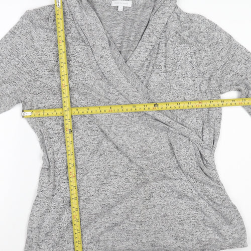 Deane & White Women’s Grey Wrap Long Sleeve Rayon Blend Top Size L