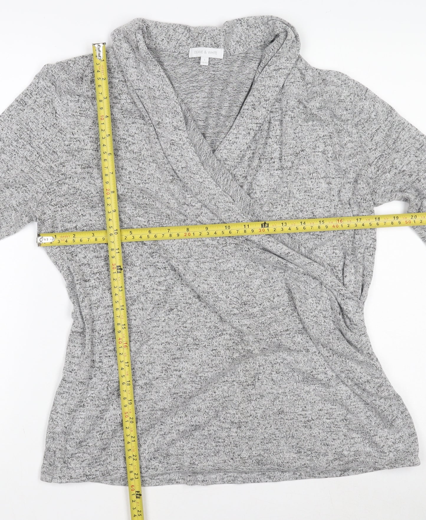 Deane & White Women’s Grey Wrap Long Sleeve Rayon Blend Top Size L