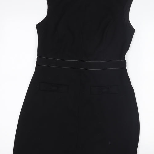Oasis Women Black Size 12 Sleeveless Sheath Knee Length Dress