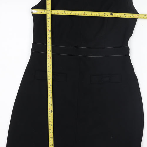 Oasis Women Black Size 12 Sleeveless Sheath Knee Length Dress