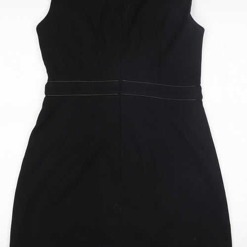 Oasis Women Black Size 12 Sleeveless Sheath Knee Length Dress