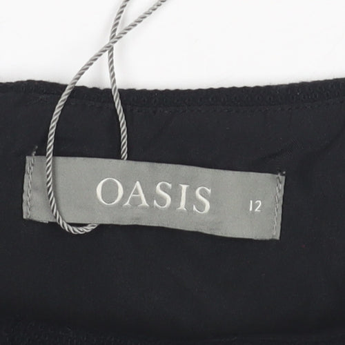 Oasis Women Black Size 12 Sleeveless Sheath Knee Length Dress