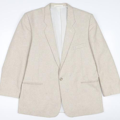 Littlewoods Stores Men's Beige Wool Blend Classic 42 Regular Blazer Jacket