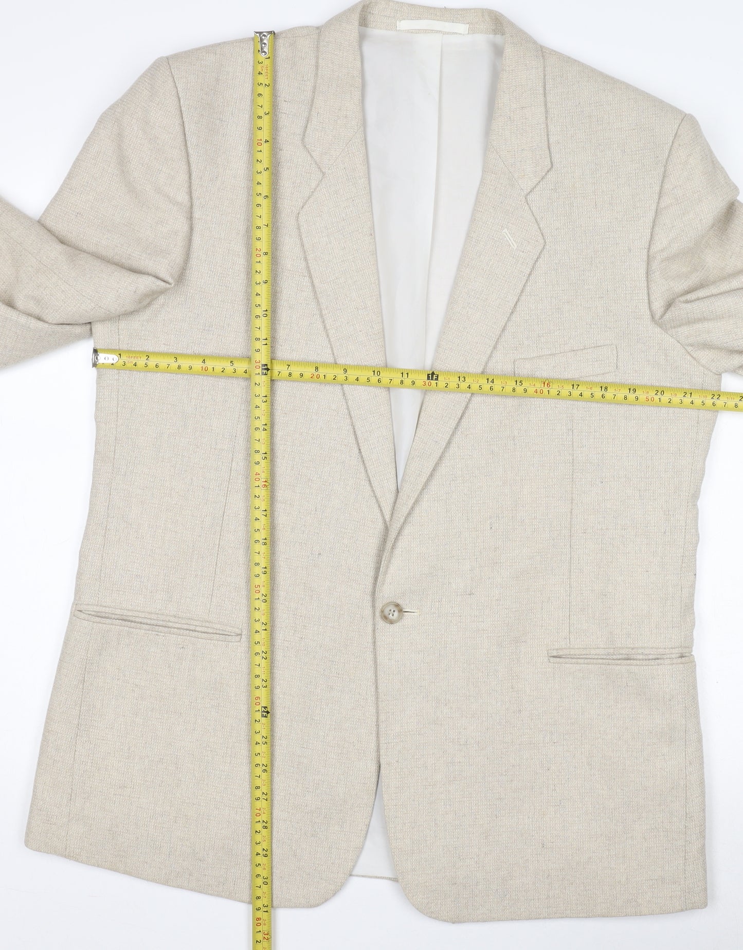 Littlewoods Stores Men's Beige Wool Blend Classic 42 Regular Blazer Jacket
