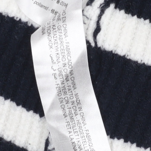 Zara Women Black & White Striped Hooded Knit Jumper Size S