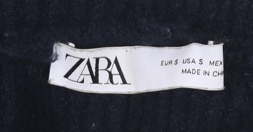 Zara Women Black & White Striped Hooded Knit Jumper Size S