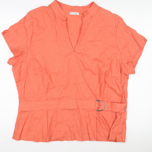 Marks and Spencer Autograph Women’s Orange Linen Blend Wrap Blouse Size 12