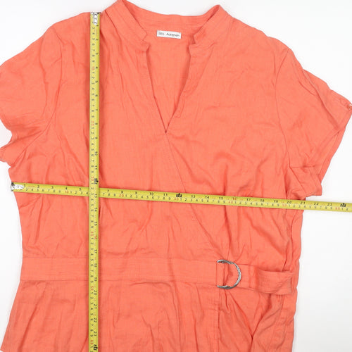 Marks and Spencer Autograph Women’s Orange Linen Blend Wrap Blouse Size 12