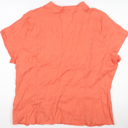 Marks and Spencer Autograph Women’s Orange Linen Blend Wrap Blouse Size 12
