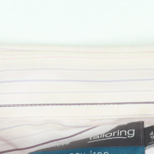 Marks and Spencer Men's Pink Striped Long Sleeve Regular Fit Dress Shirt 16in Collar