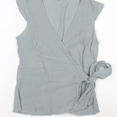 Great Plains Womens Green 100% Cotton Wrap Blouse Medium
