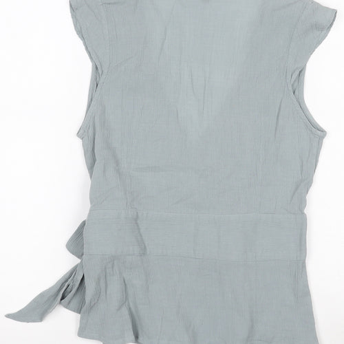 Great Plains Womens Green 100% Cotton Wrap Blouse Medium