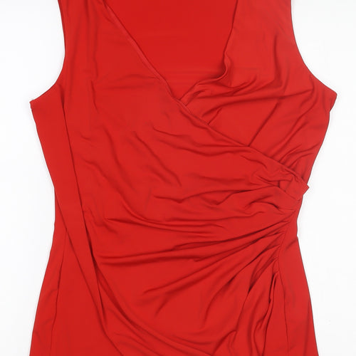 Alexon Women's Red Wrap V-Neck Sleeveless Blouse M