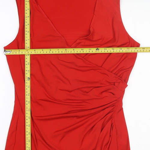 Alexon Women's Red Wrap V-Neck Sleeveless Blouse M
