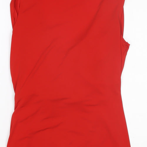 Alexon Women's Red Wrap V-Neck Sleeveless Blouse M