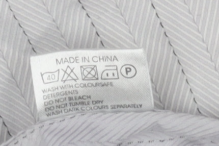 Racing Green Men’s Grey Striped 100% Cotton Long Sleeve Formal Shirt Size L