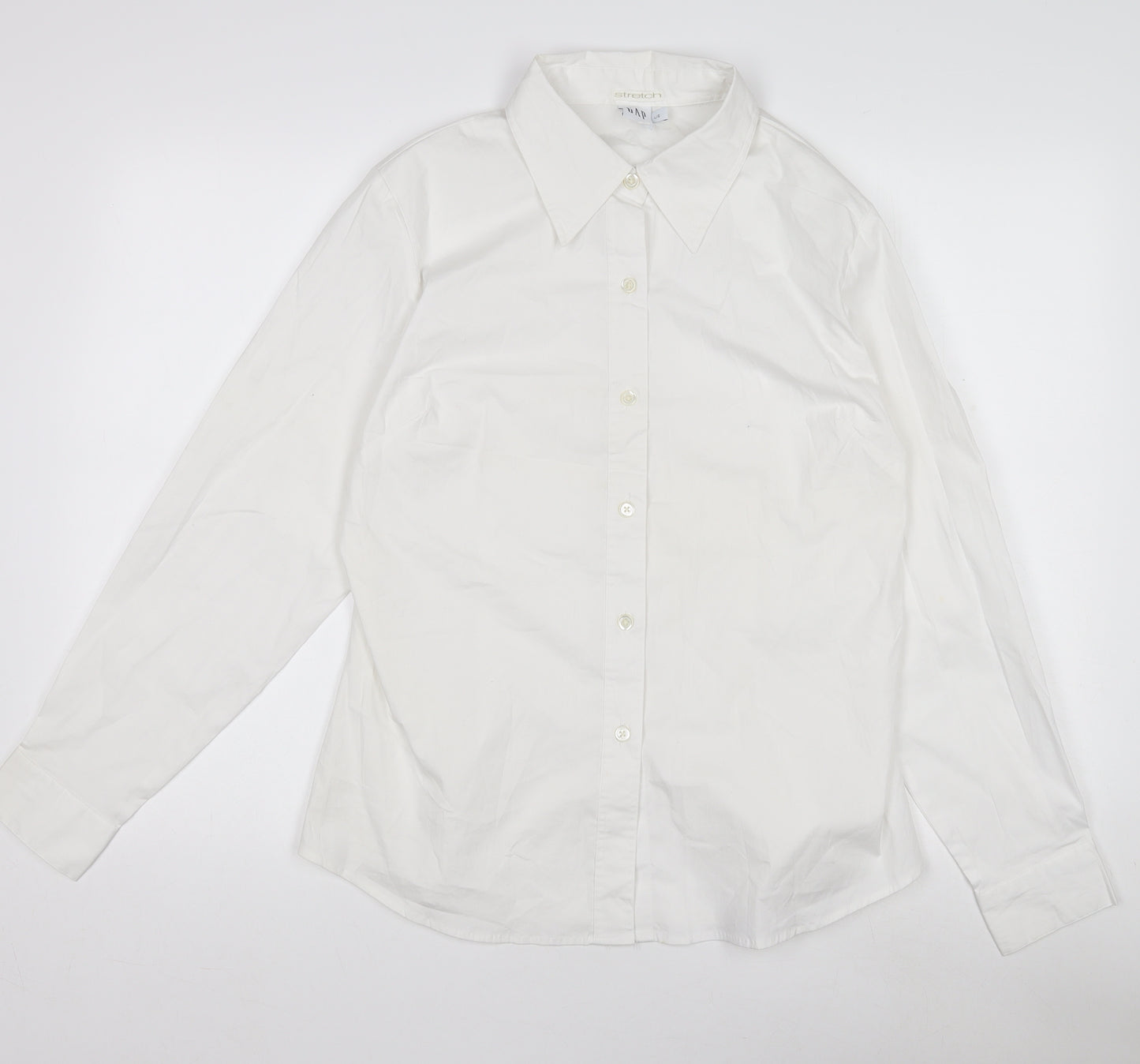 GAP Men's White Slim Fit Stretch Long Sleeve Dress Shirt L