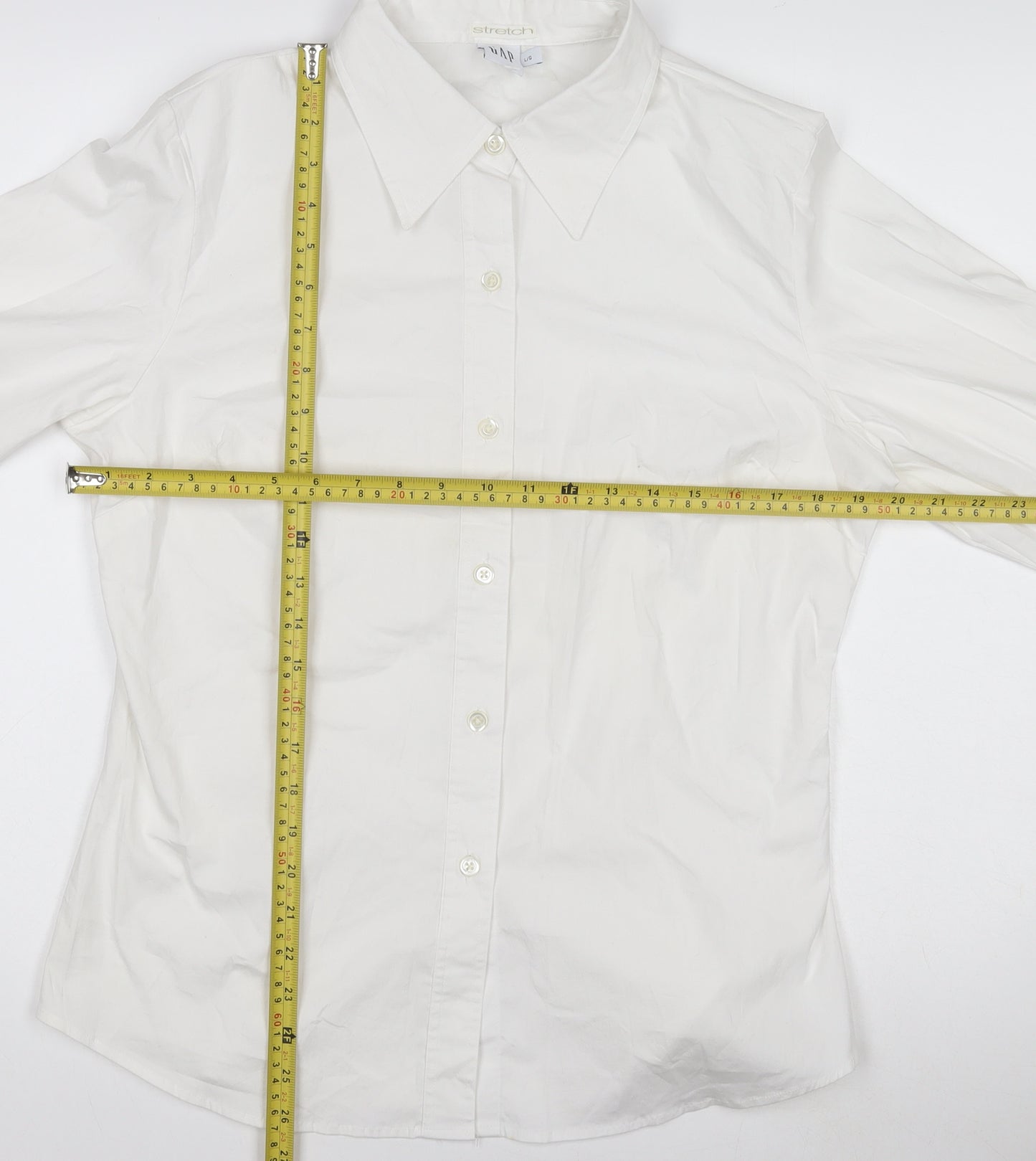 GAP Men's White Slim Fit Stretch Long Sleeve Dress Shirt L