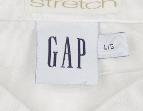GAP Men's White Slim Fit Stretch Long Sleeve Dress Shirt L