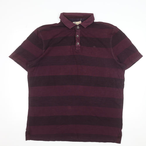 Kurt & Coast Men's Purple Striped Cotton Polo Shirt XL Tailored Fit